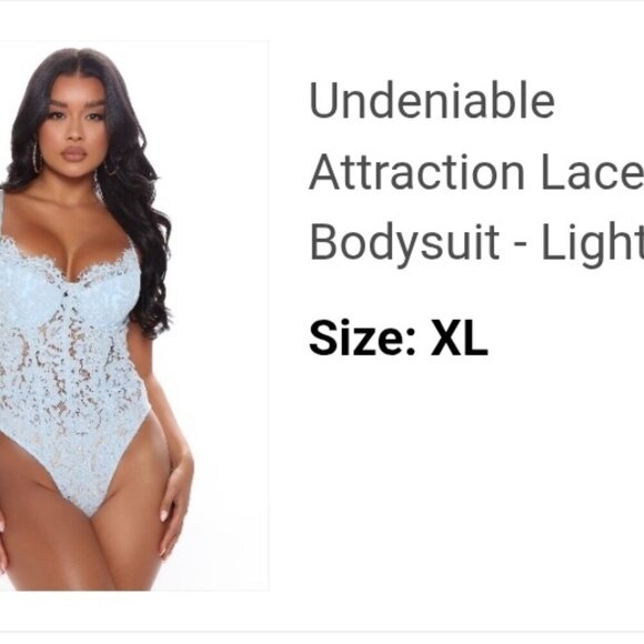 Fashion Nova | Undeniable Attraction Lace Bodysuit | Light Blue | Size XL | NWT - Picture 4 of 12